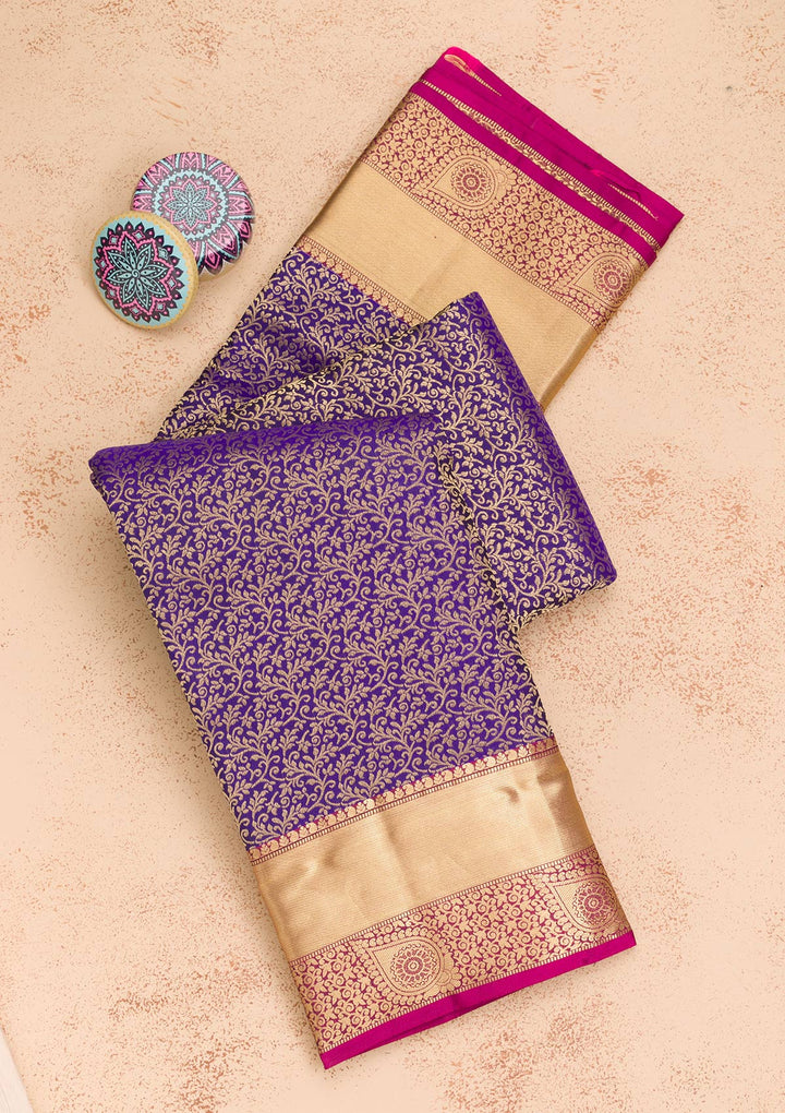 Royal Blue Zariwork Pure Silk Saree-Koskii