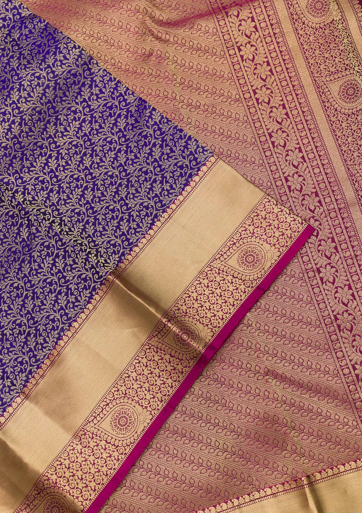 Royal Blue Zariwork Pure Silk Saree-Koskii