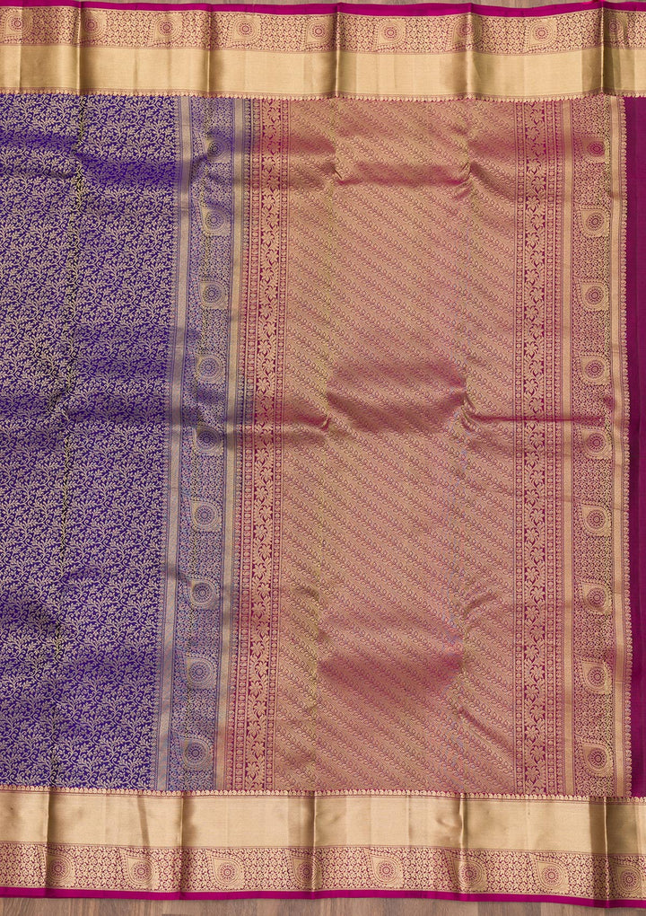 Royal Blue Zariwork Pure Silk Saree-Koskii