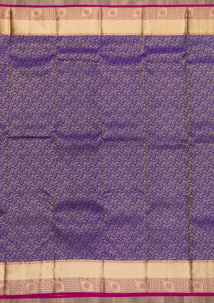 Royal Blue Zariwork Pure Silk Saree-Koskii