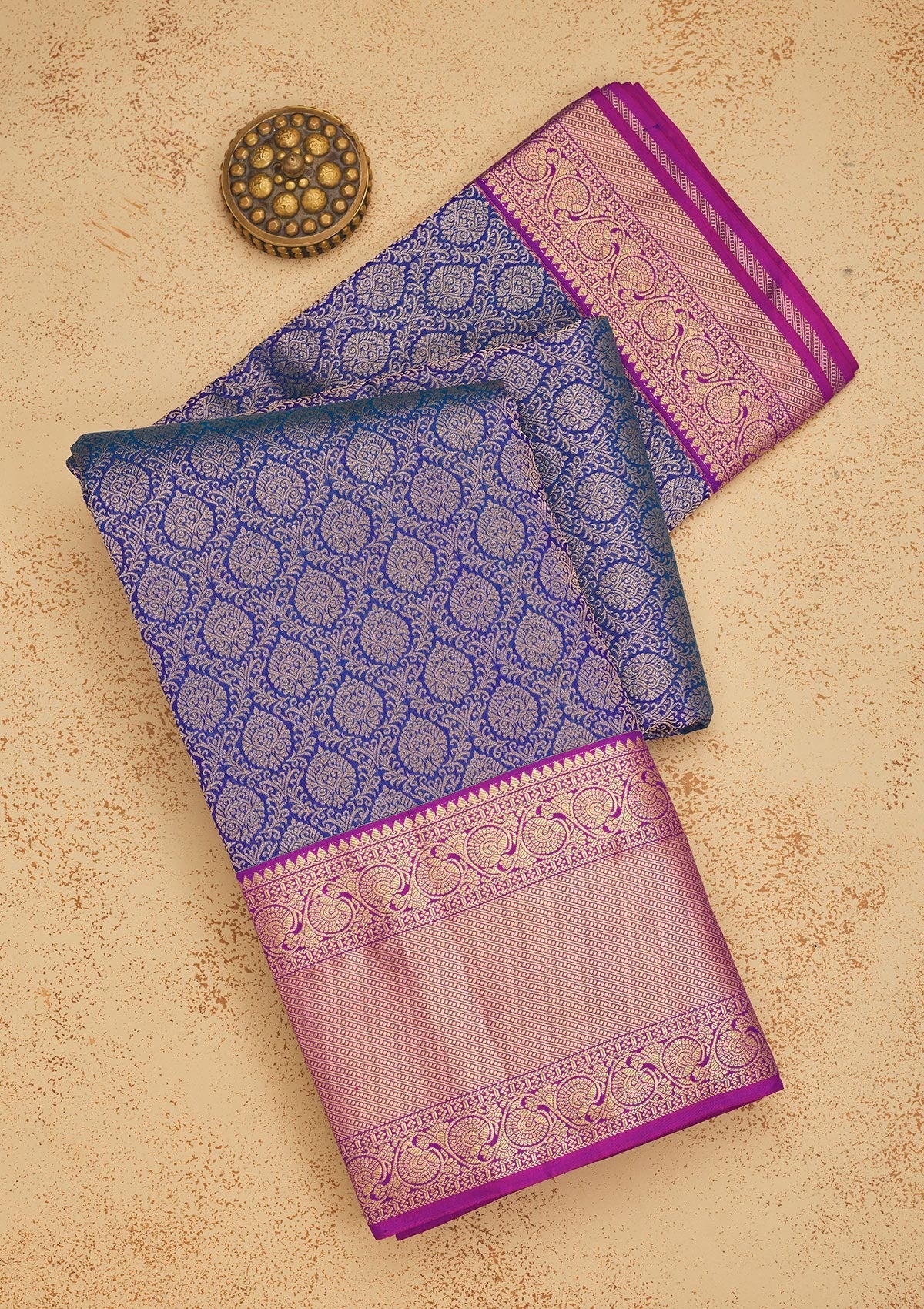 Royal Blue Zariwork Pure Silk Saree-Koskii