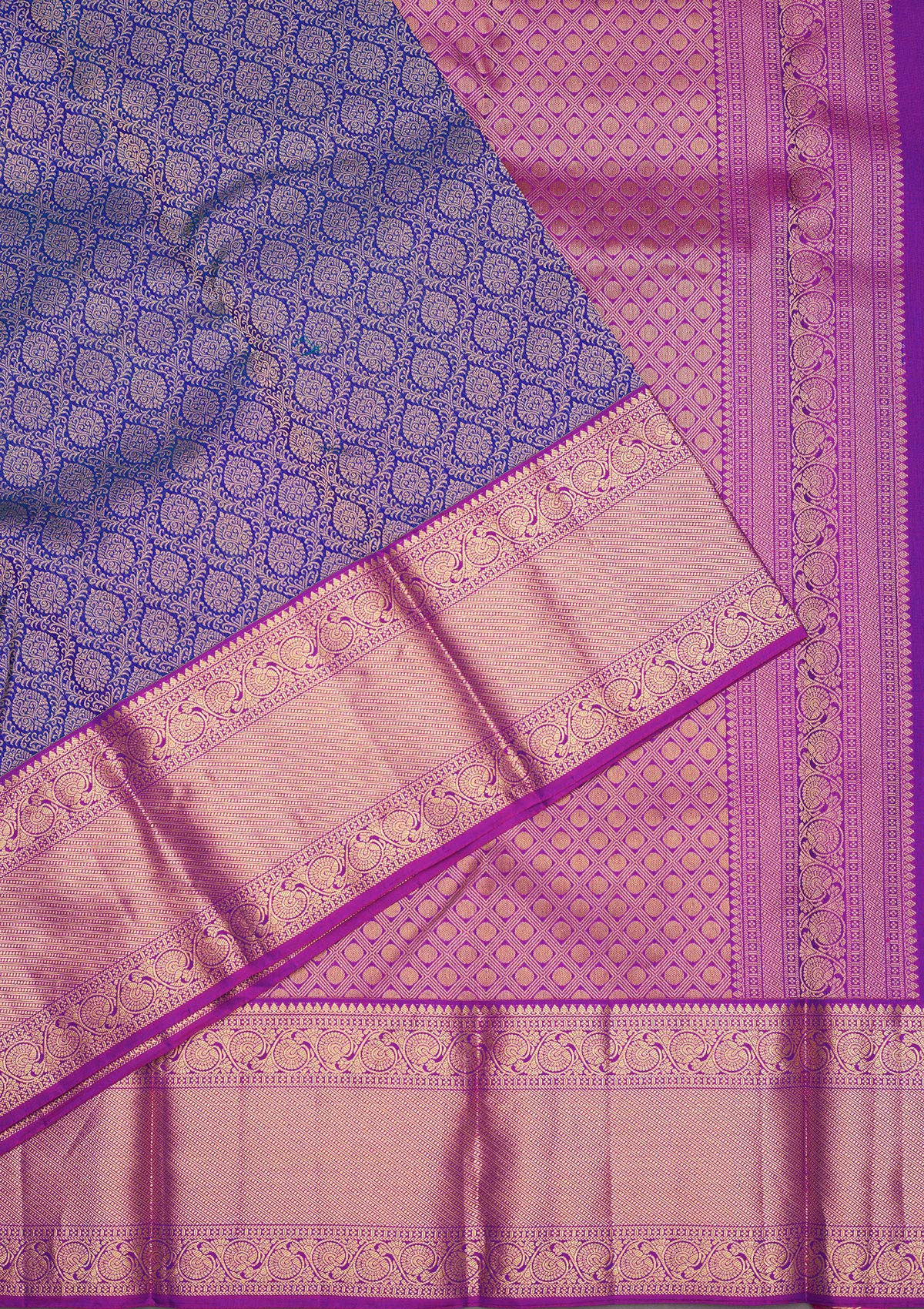 Royal Blue Zariwork Pure Silk Saree-Koskii