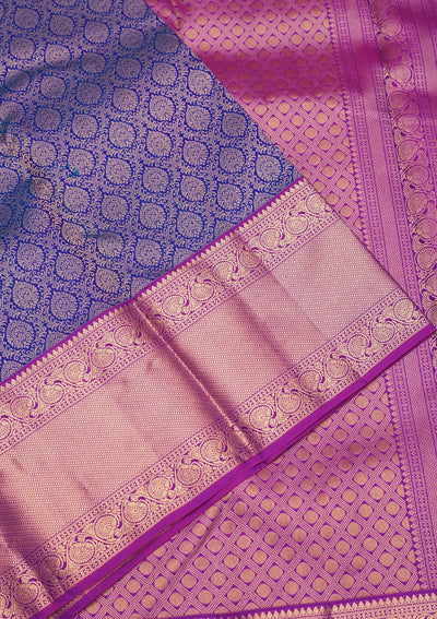 Royal Blue Zariwork Pure Silk Saree-Koskii