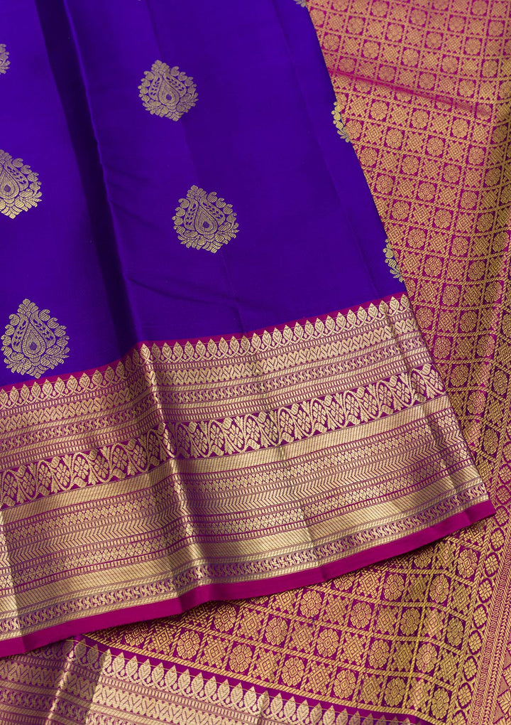 Royal Blue Zariwork Pure Silk Saree-Koskii