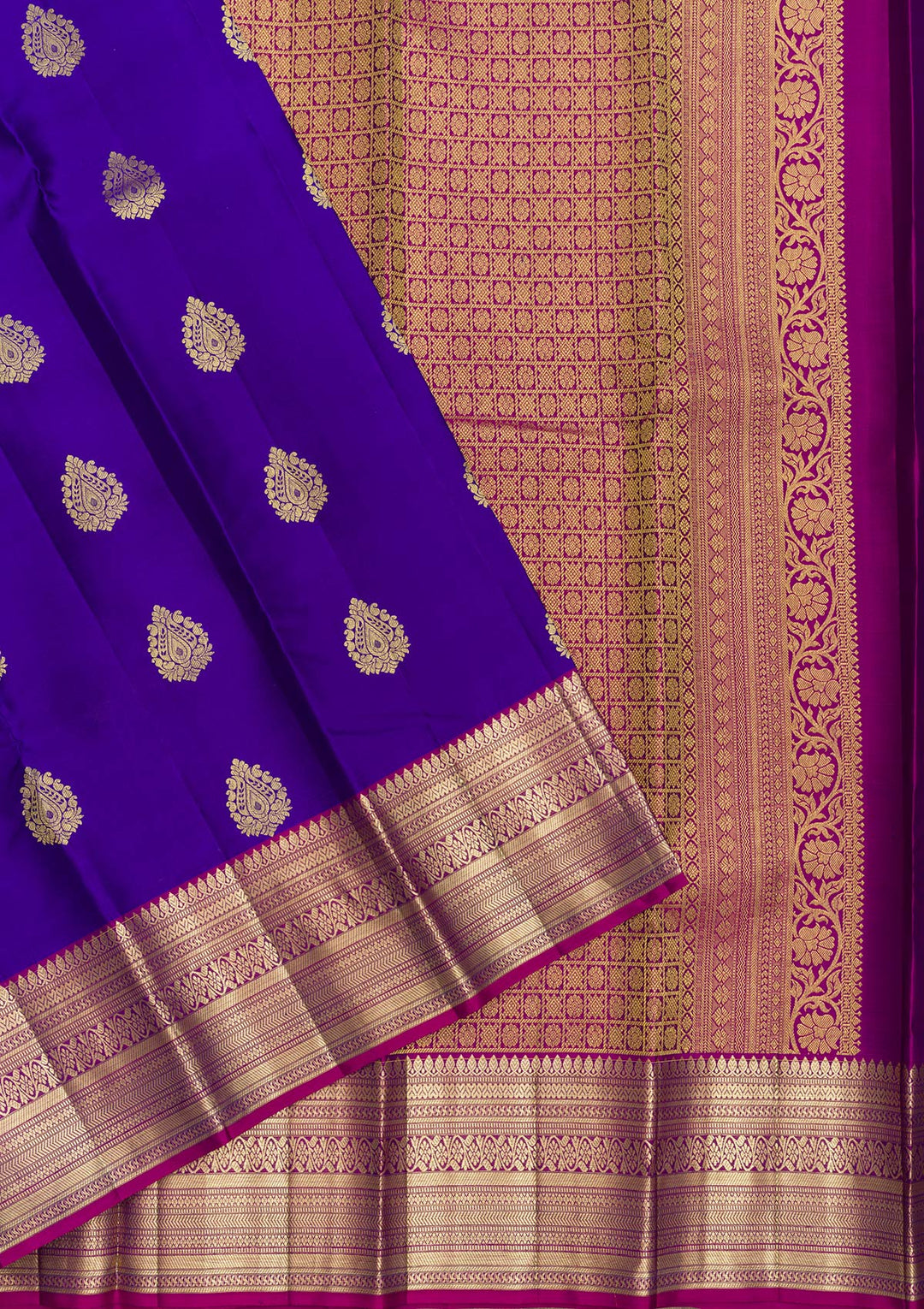 Royal Blue Zariwork Pure Silk Saree-Koskii
