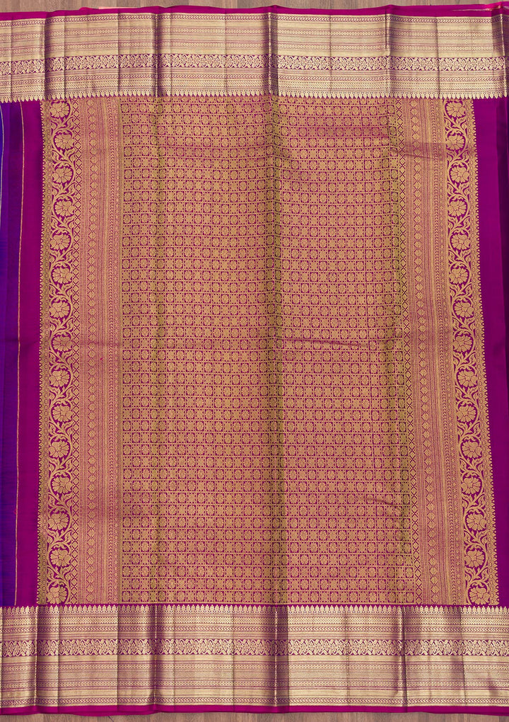 Royal Blue Zariwork Pure Silk Saree-Koskii