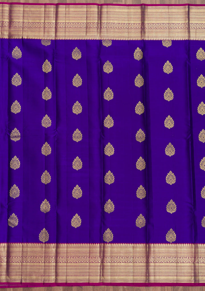 Royal Blue Zariwork Pure Silk Saree-Koskii