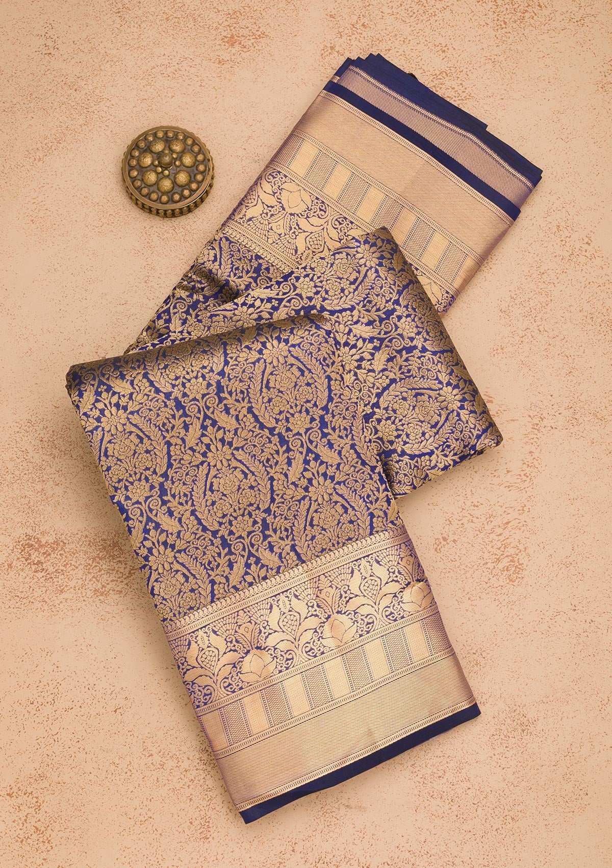 Royal Blue Zariwork Pure Silk Saree-Koskii