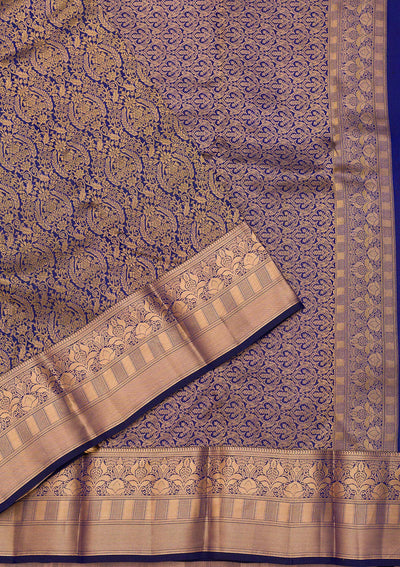 Royal Blue Zariwork Pure Silk Saree-Koskii