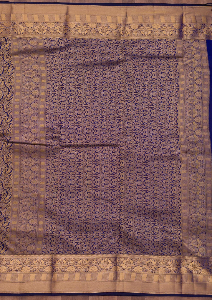 Royal Blue Zariwork Pure Silk Saree-Koskii