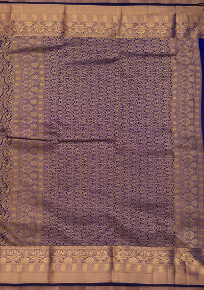 Royal Blue Zariwork Pure Silk Saree-Koskii