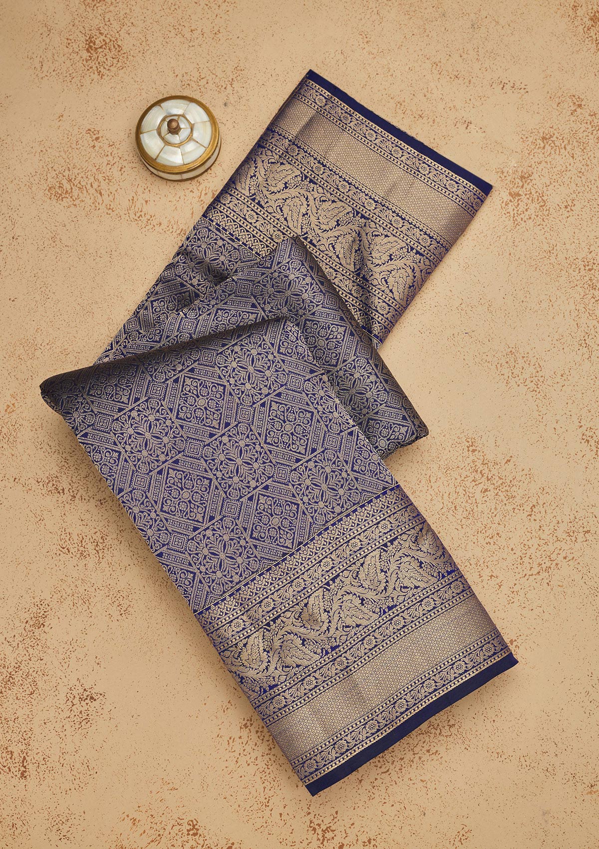 Royal Blue Zariwork Pure Silk Saree-Koskii