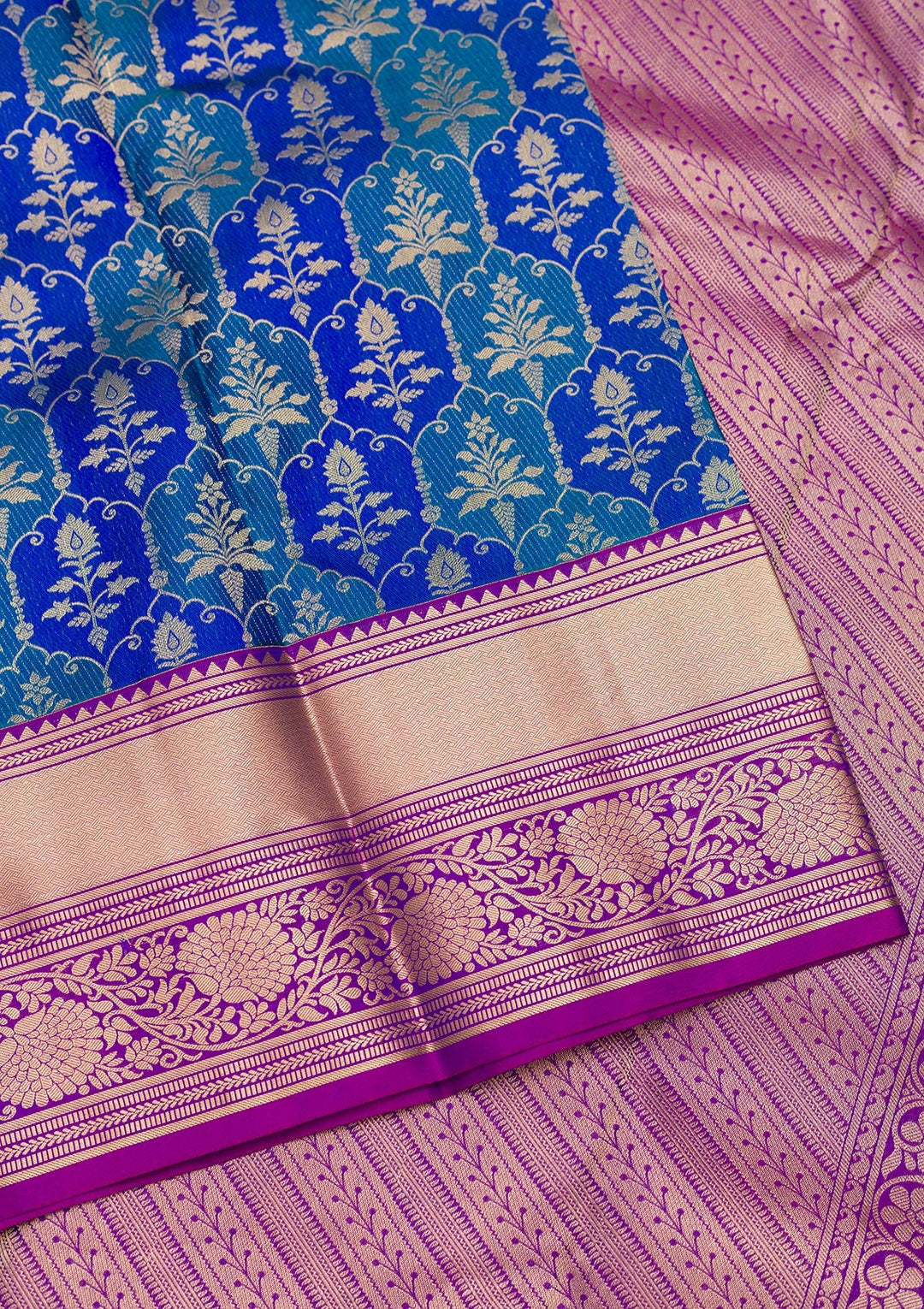 Royal Blue Zariwork Pure Silk Saree-Koskii