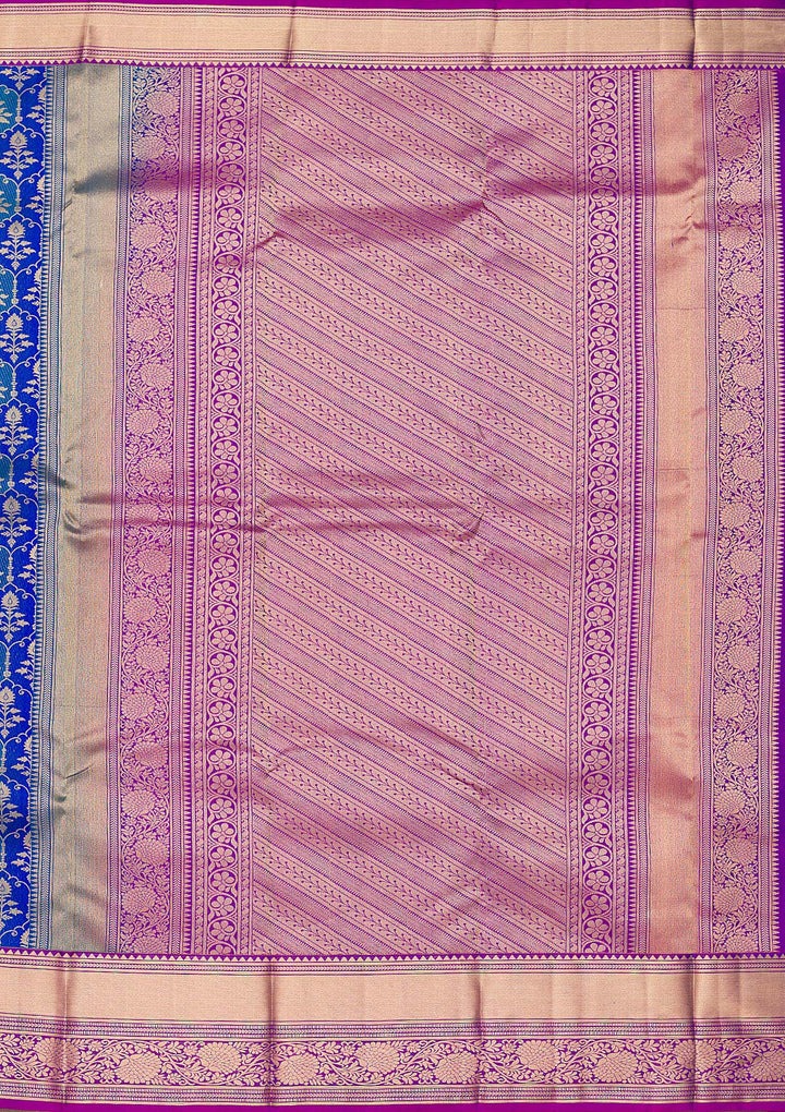 Royal Blue Zariwork Pure Silk Saree-Koskii