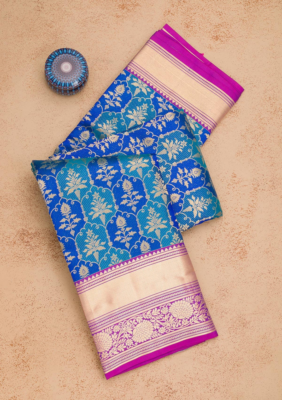 Royal Blue Zariwork Pure Silk Saree-Koskii