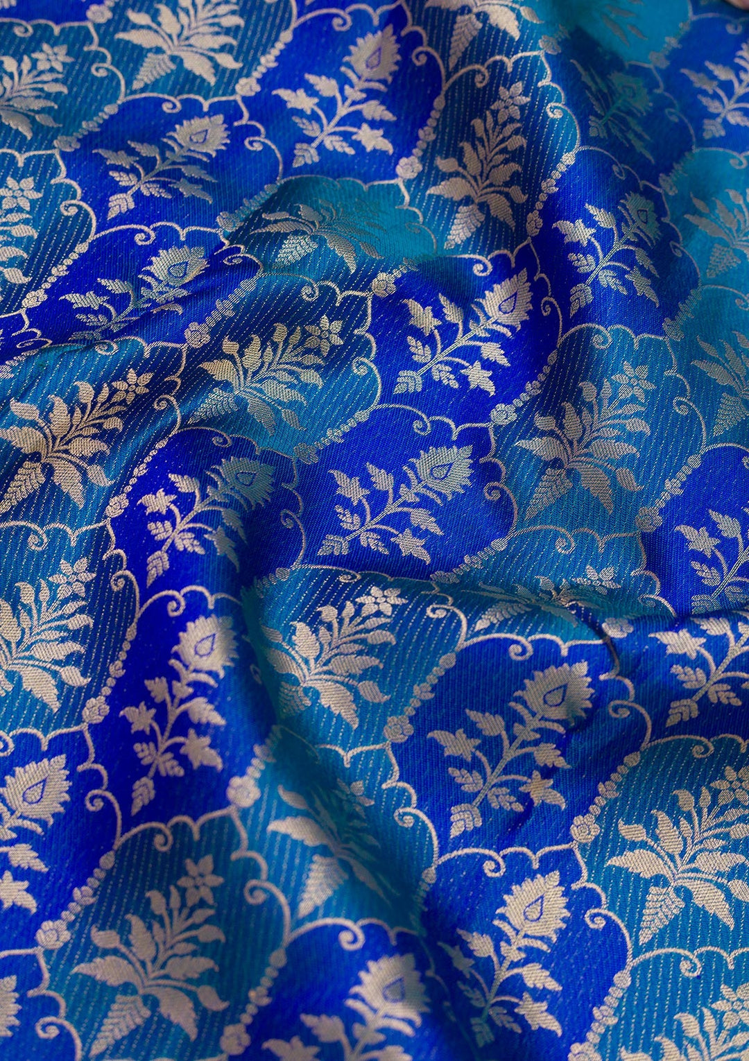 Royal Blue Zariwork Pure Silk Saree-Koskii