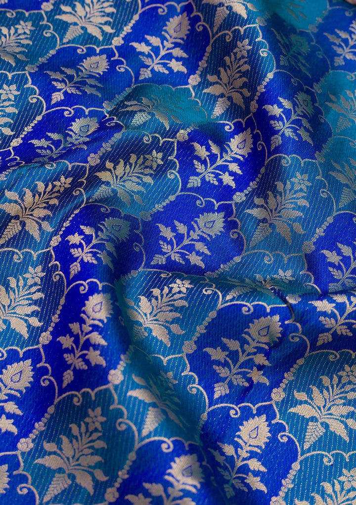 Royal Blue Zariwork Pure Silk Saree-Koskii