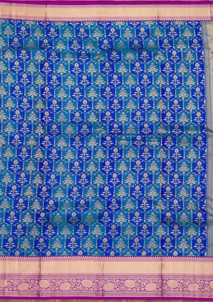 Royal Blue Zariwork Pure Silk Saree-Koskii