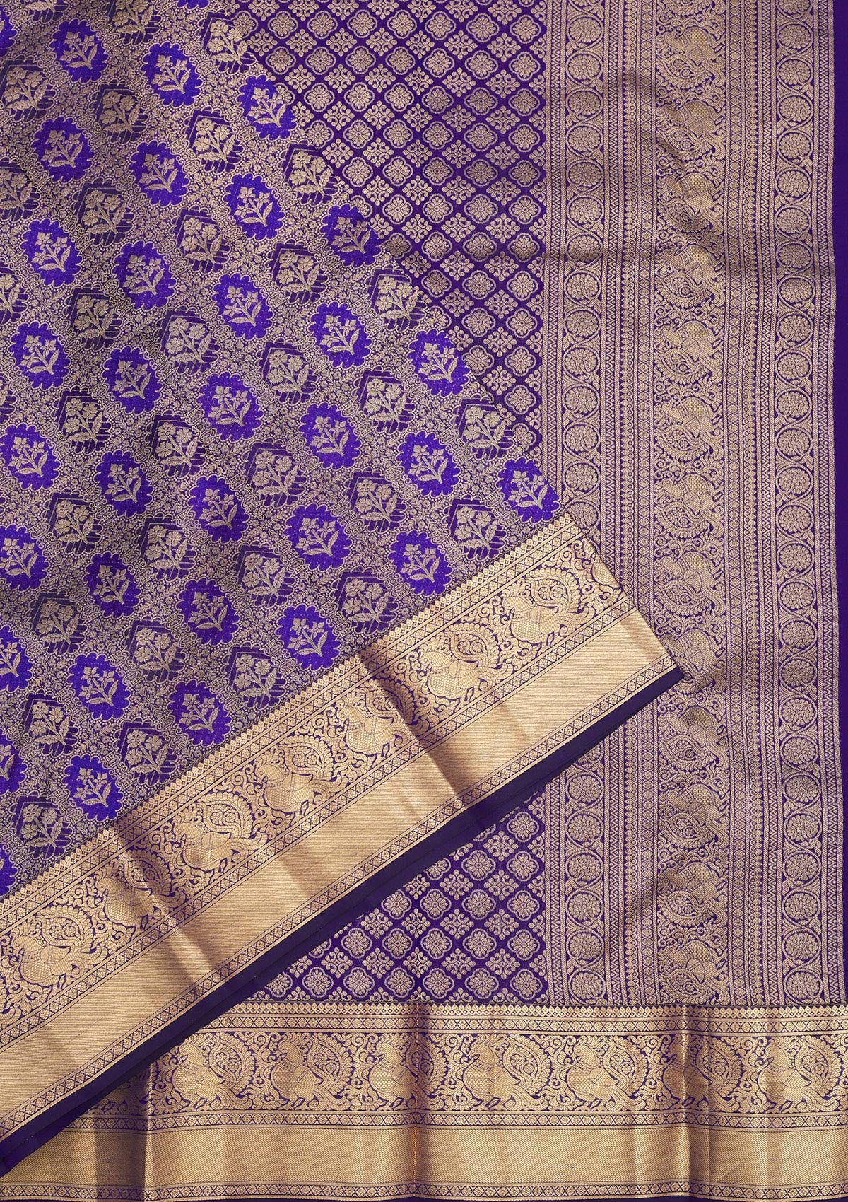 Royal Blue Zariwork Pure Silk Saree-Koskii