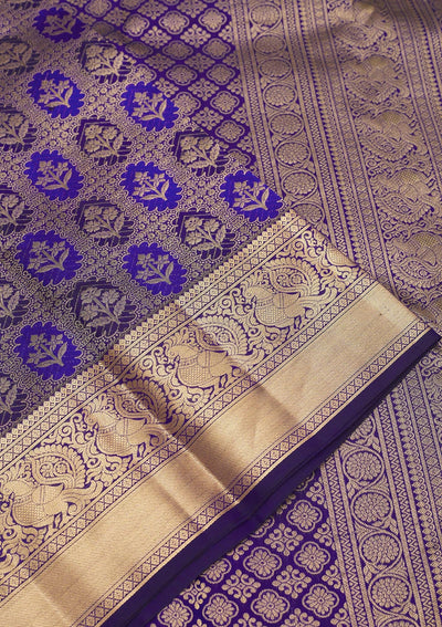 Royal Blue Zariwork Pure Silk Saree-Koskii