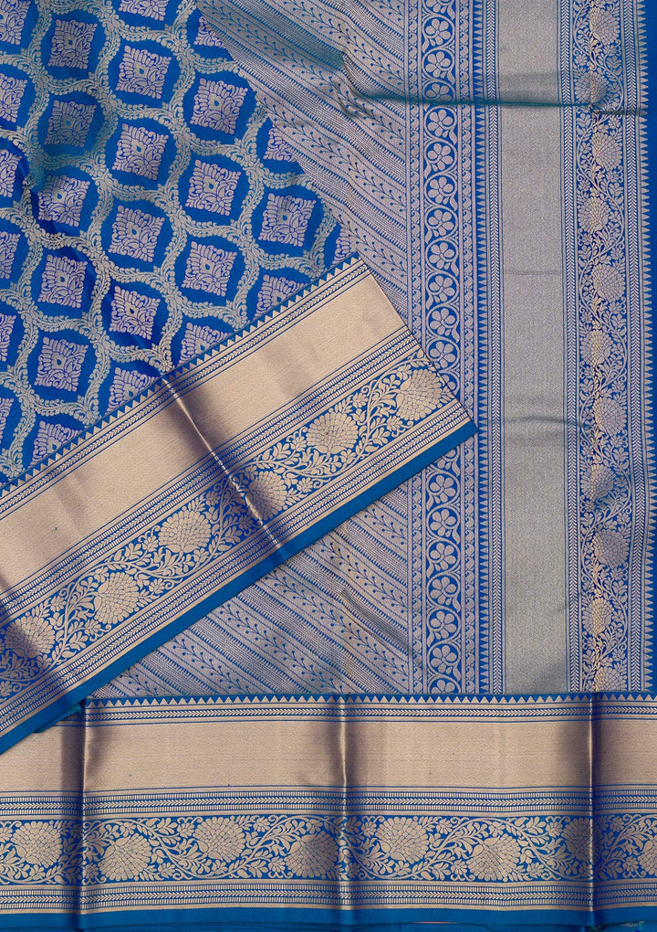 Royal Blue Zariwork Pure Silk Saree-Koskii