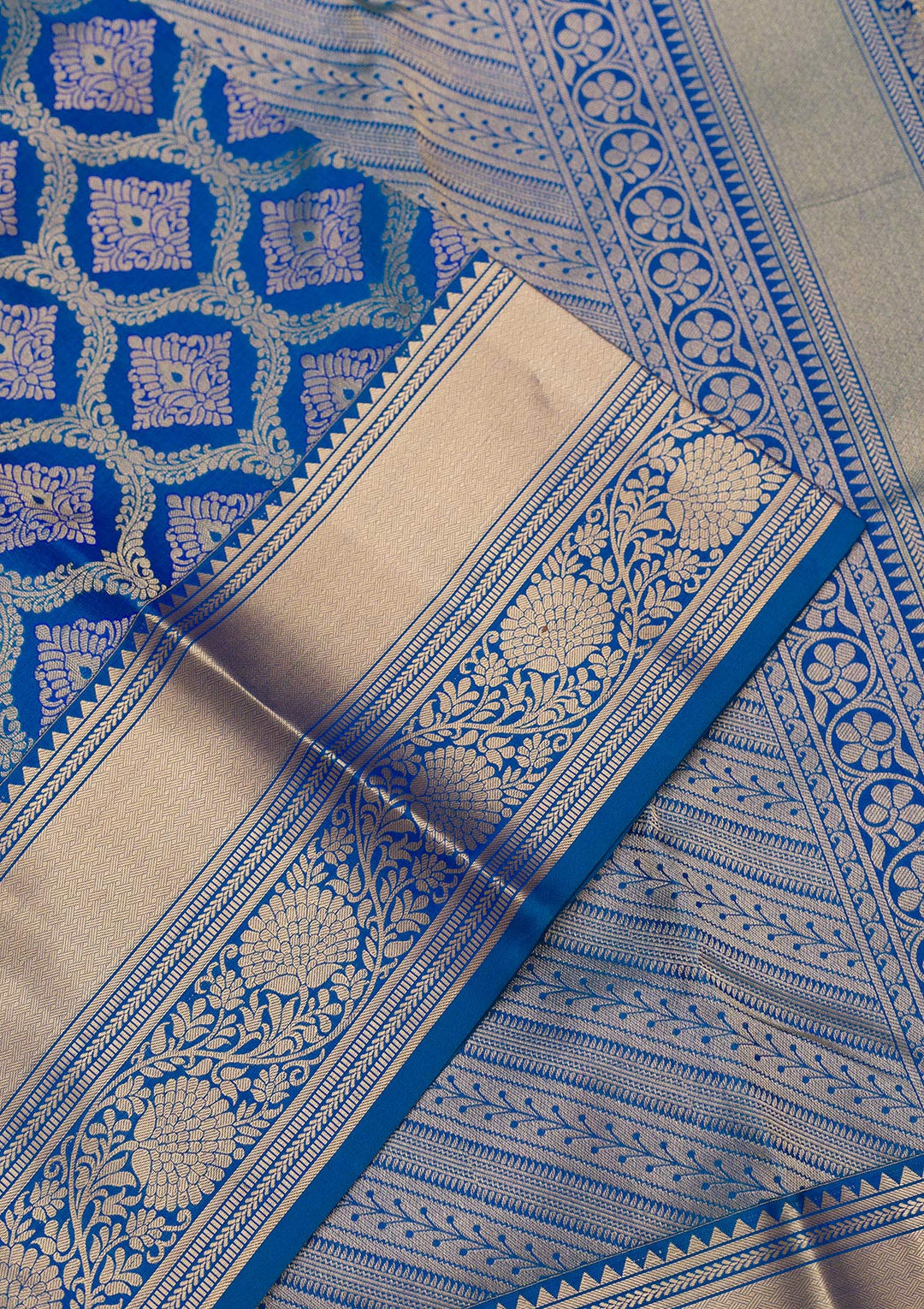 Royal Blue Zariwork Pure Silk Saree-Koskii