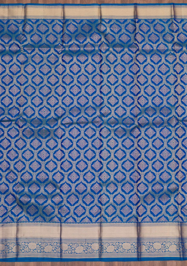 Royal Blue Zariwork Pure Silk Saree-Koskii
