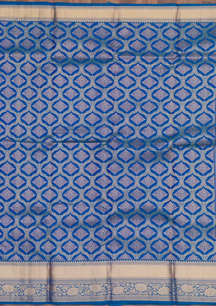 Royal Blue Zariwork Pure Silk Saree-Koskii