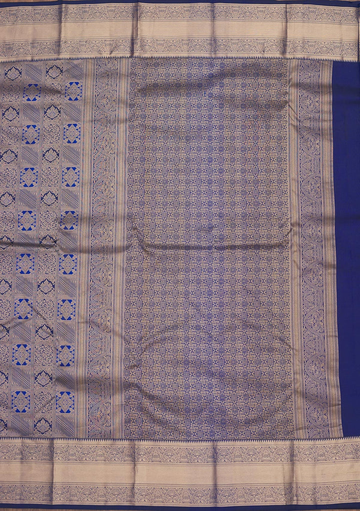 Royal Blue Zariwork Pure Silk Saree-Koskii
