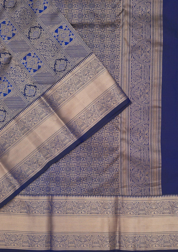 Royal Blue Zariwork Pure Silk Saree-Koskii