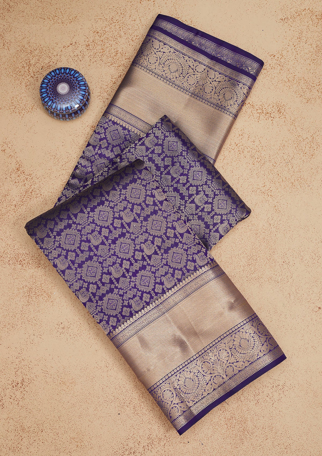 Royal Blue Zariwork Pure Silk Saree-Koskii