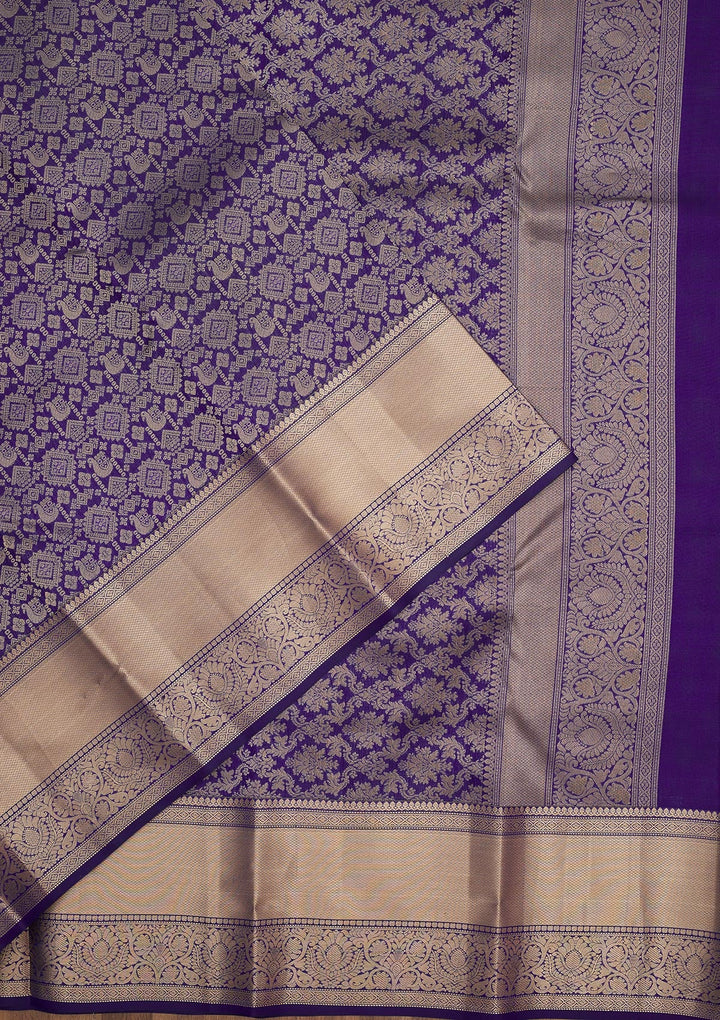 Royal Blue Zariwork Pure Silk Saree-Koskii