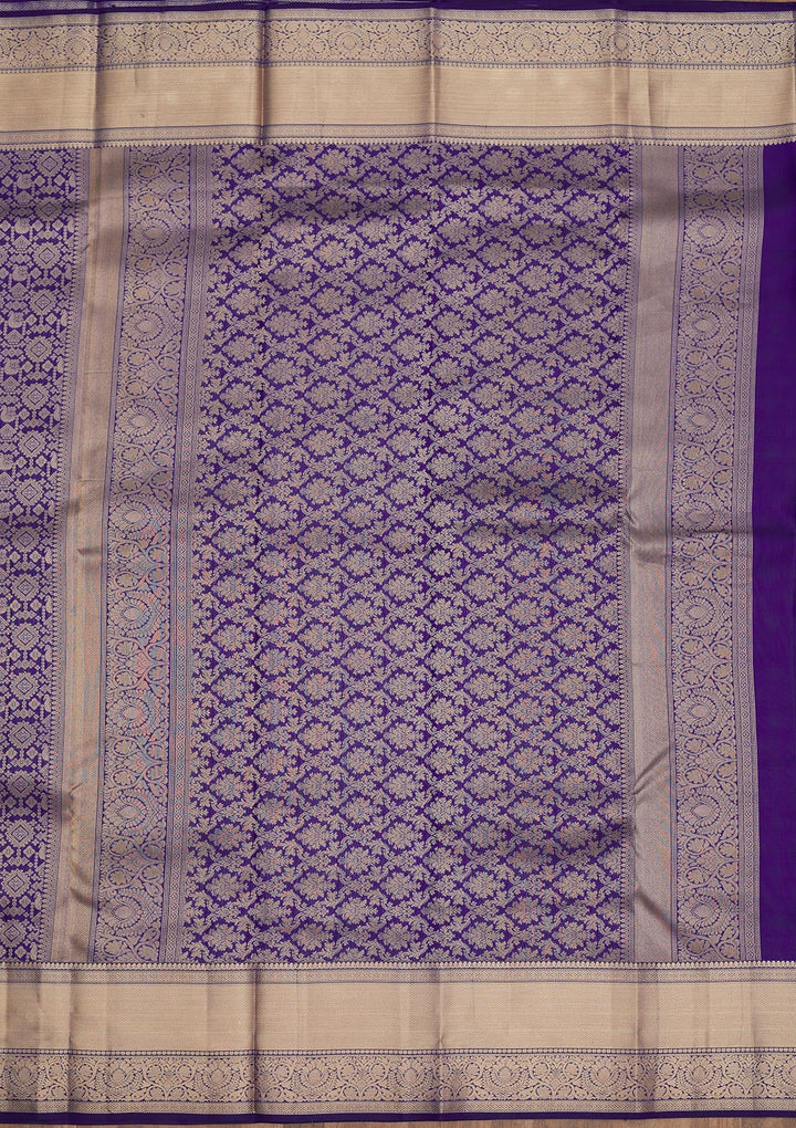 Royal Blue Zariwork Pure Silk Saree-Koskii