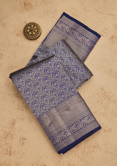 Royal Blue Zariwork Pure Silk Saree-Koskii