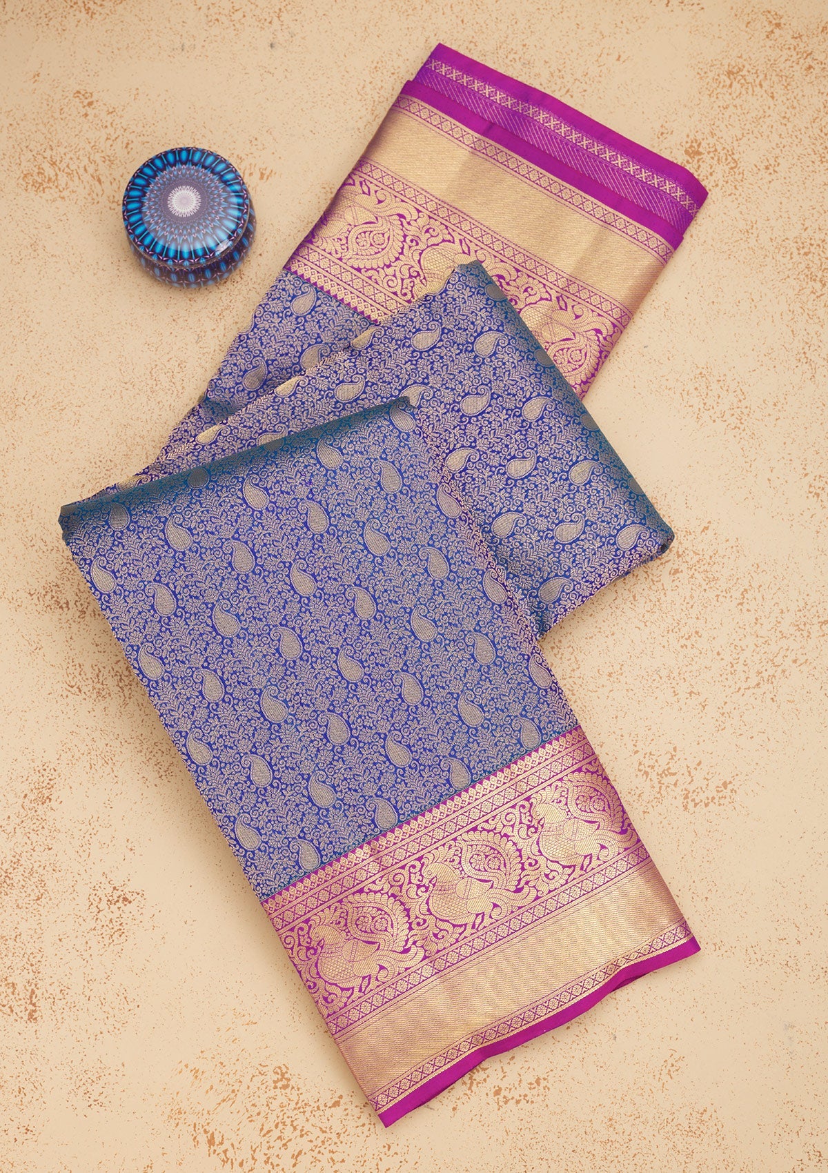 Royal Blue Zariwork Pure Silk Saree-Koskii