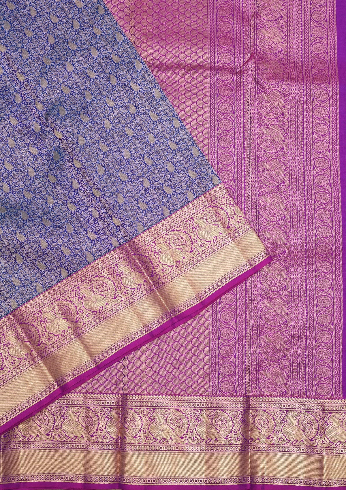 Royal Blue Zariwork Pure Silk Saree-Koskii