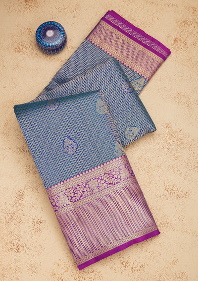 Royal Blue Zariwork Pure Silk Saree-Koskii