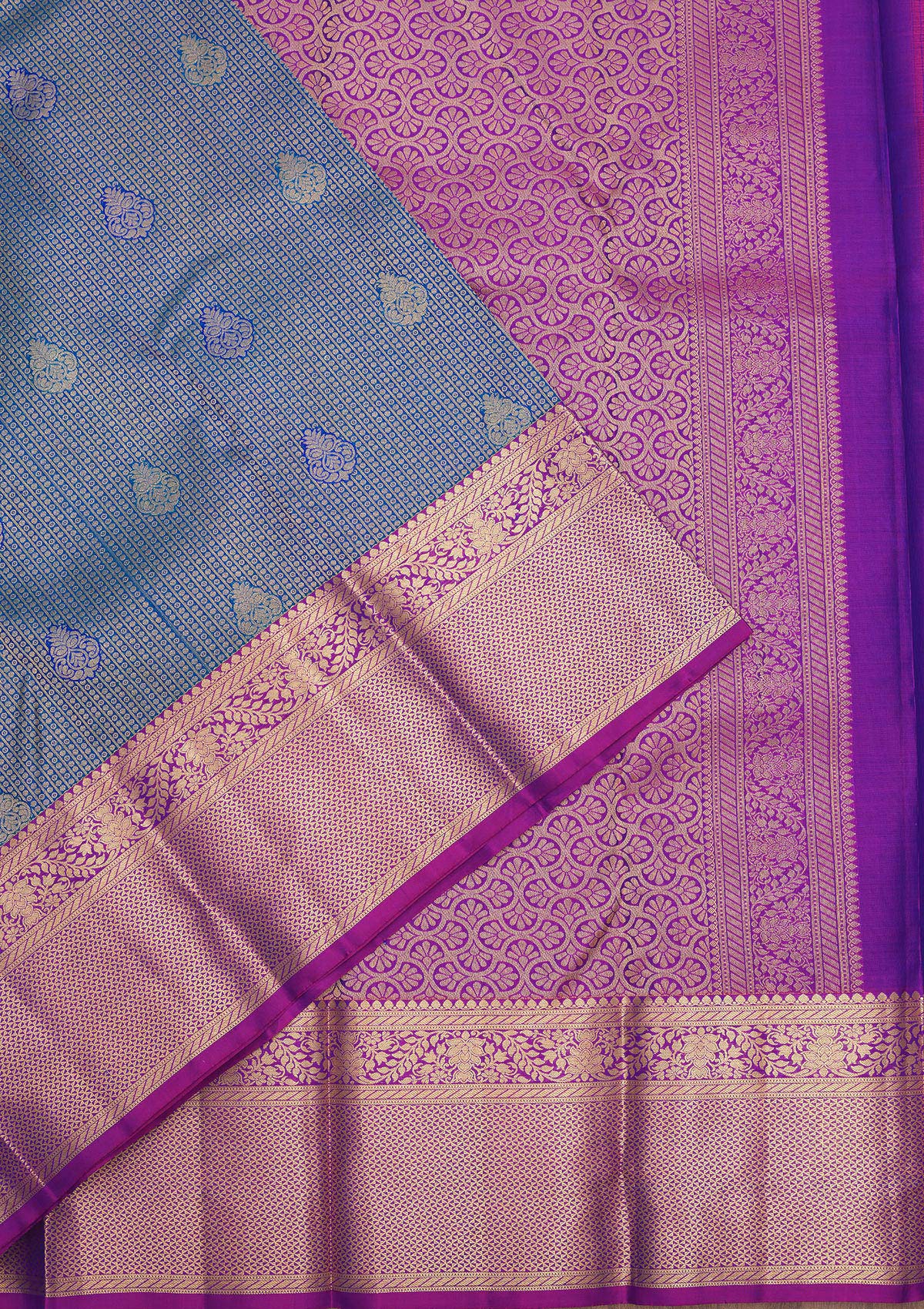 Royal Blue Zariwork Pure Silk Saree-Koskii