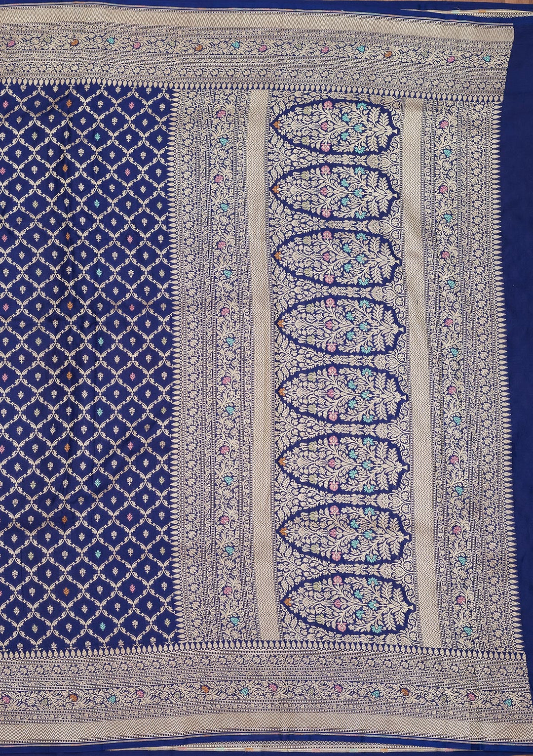 Royal Blue Zariwork Pure Silk Saree-Koskii