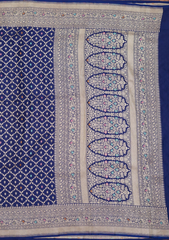 Royal Blue Zariwork Pure Silk Saree-Koskii