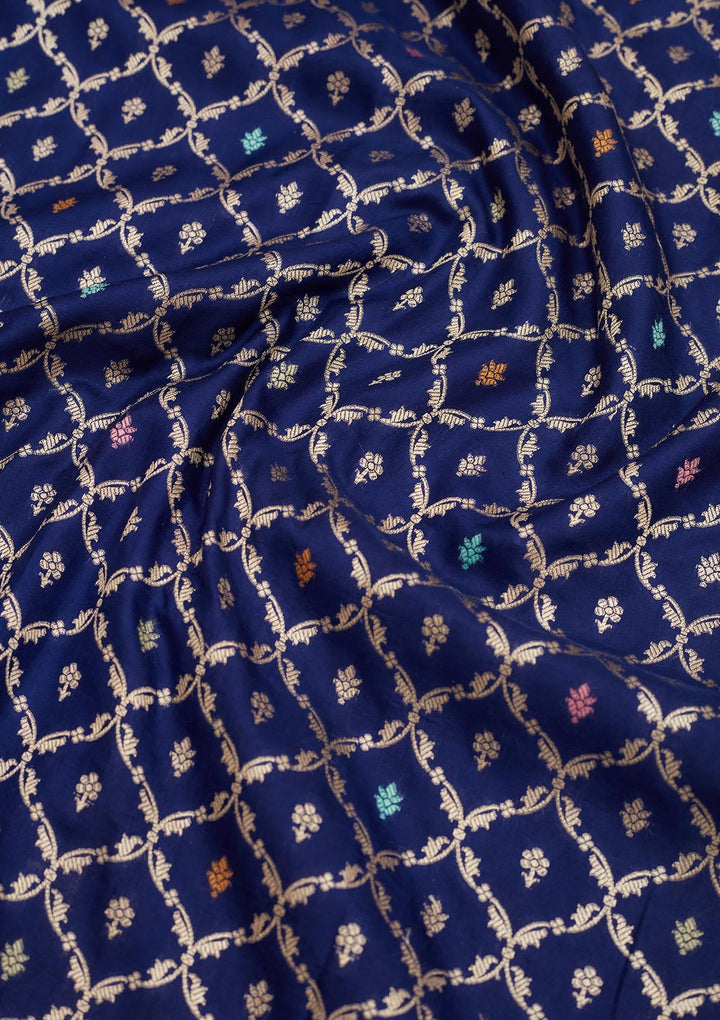 Royal Blue Zariwork Pure Silk Saree-Koskii