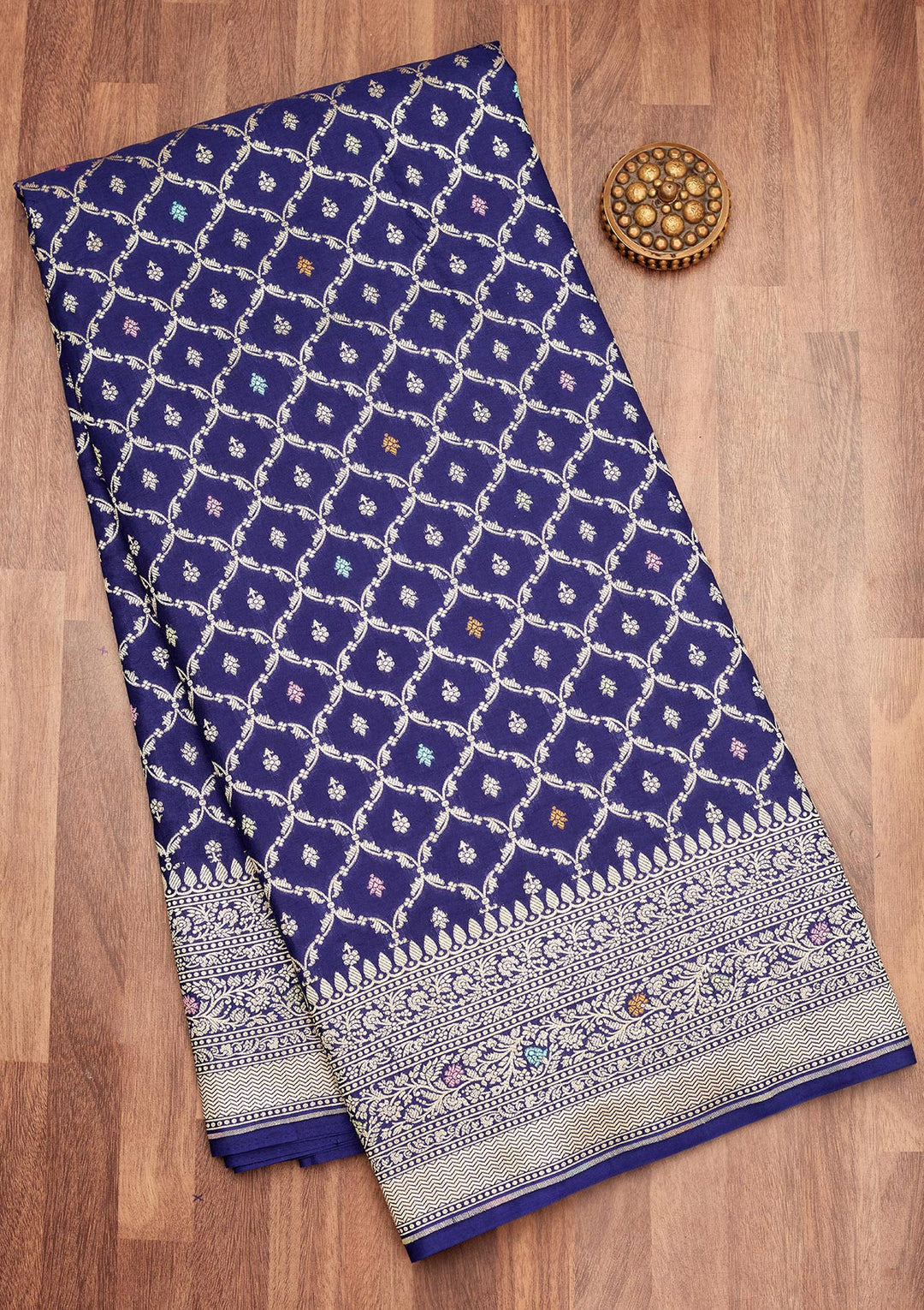 Royal Blue Zariwork Pure Silk Saree-Koskii