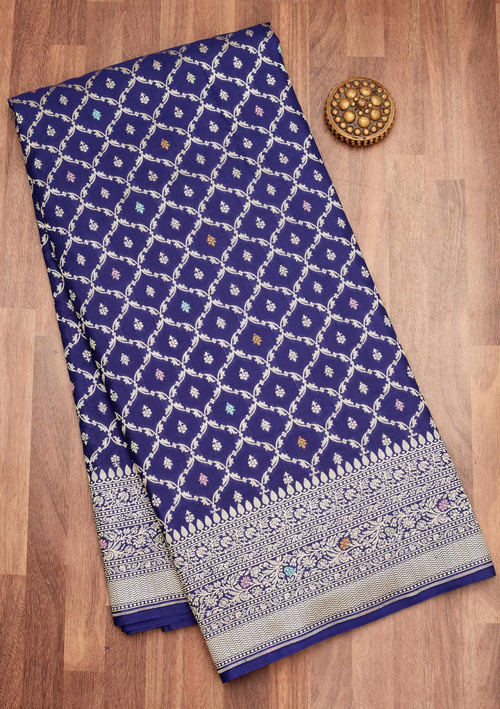 Royal Blue Zariwork Pure Silk Saree-Koskii