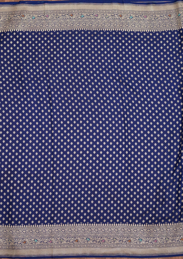 Royal Blue Zariwork Pure Silk Saree-Koskii