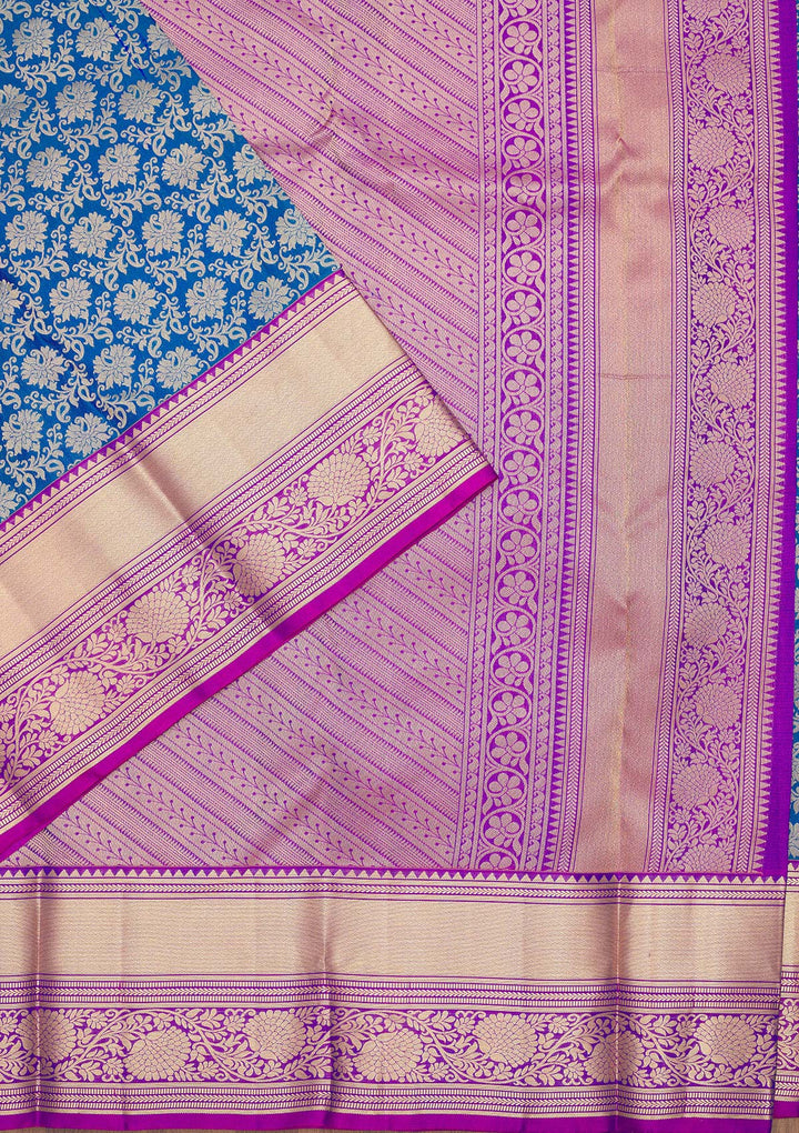 Royal Blue Zariwork Pure Silk Saree-Koskii