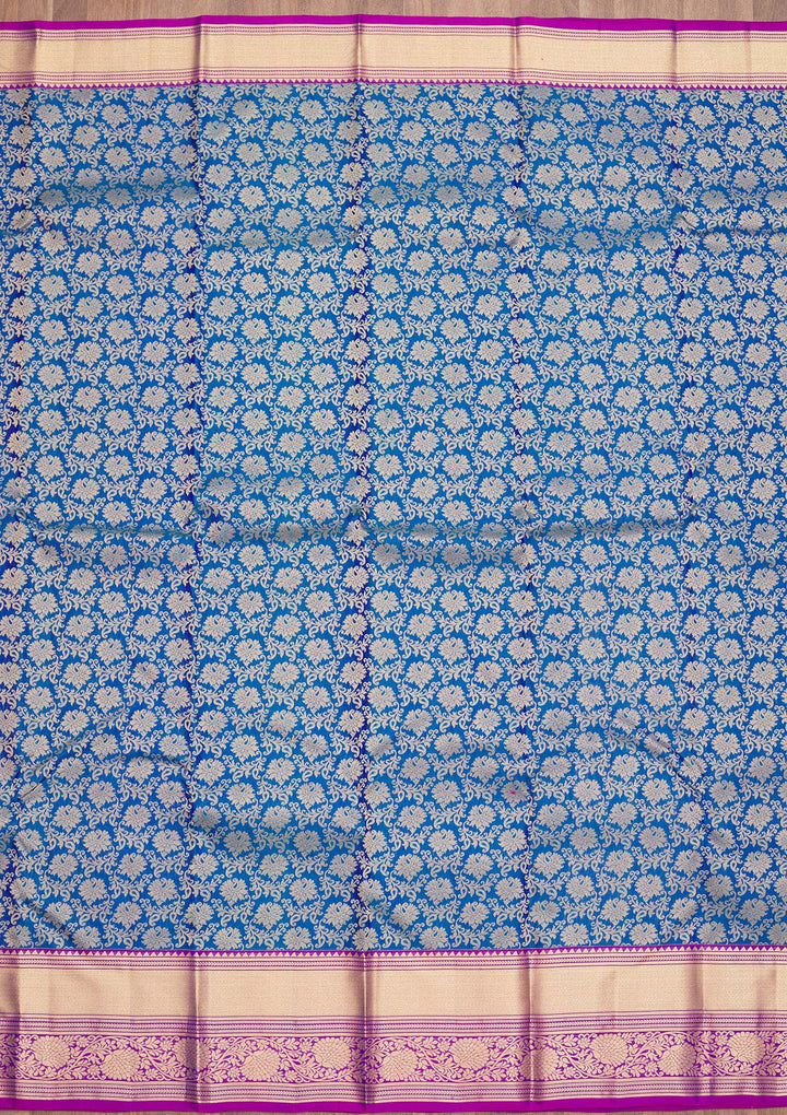 Royal Blue Zariwork Pure Silk Saree-Koskii