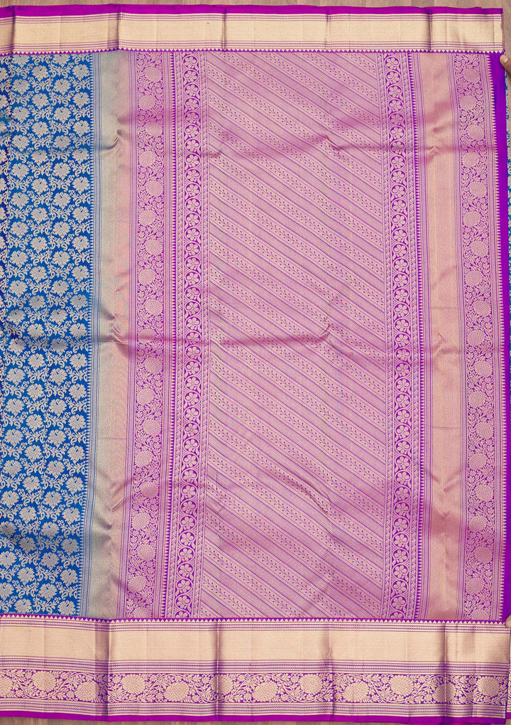 Royal Blue Zariwork Pure Silk Saree-Koskii