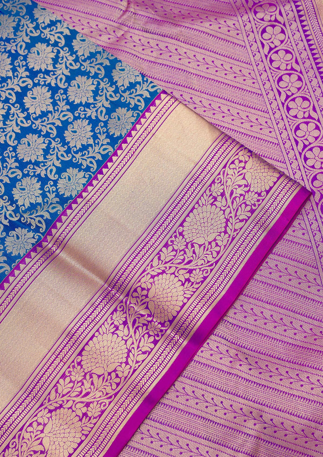 Royal Blue Zariwork Pure Silk Saree-Koskii