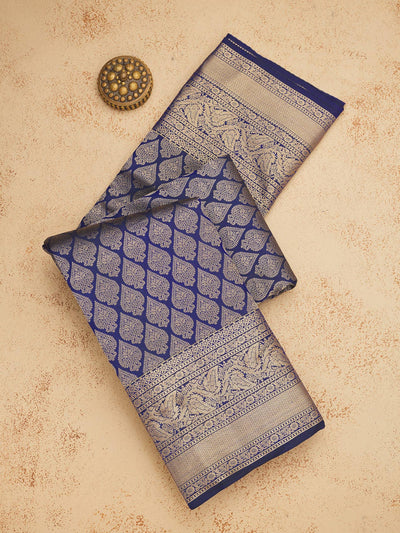 Royal Blue Zariwork Pure Silk Saree-Koskii