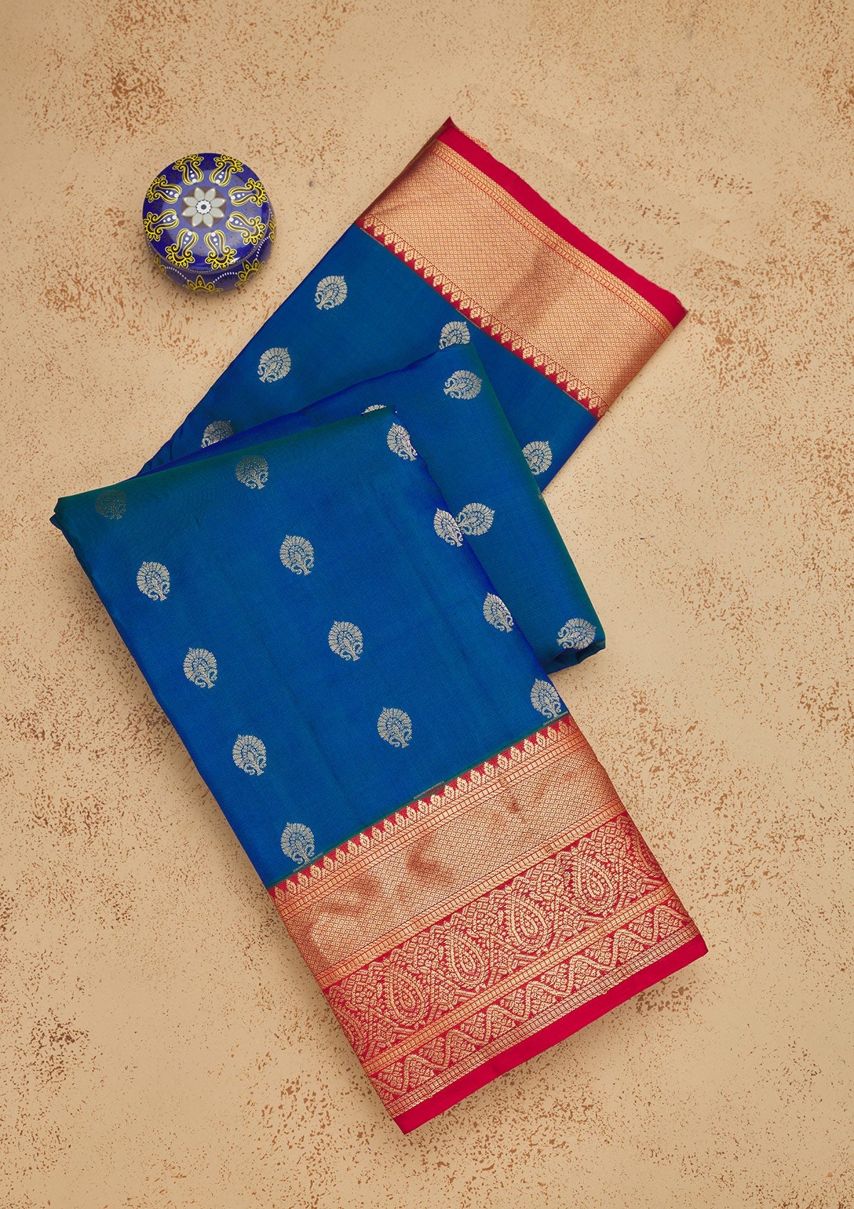 Royal Blue Zariwork Pure Silk Saree-Koskii